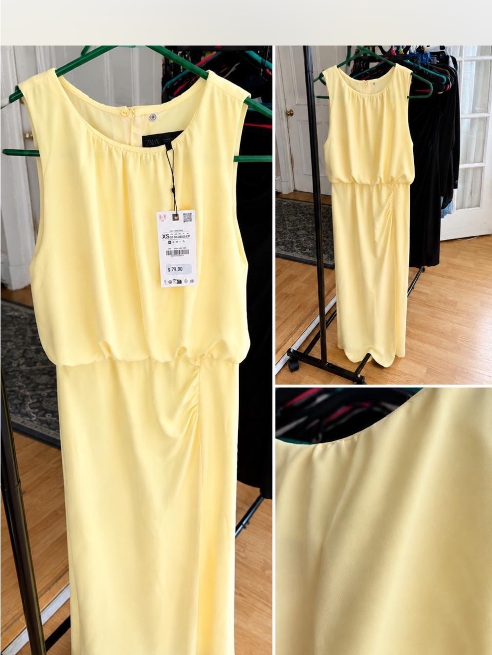 Zara Soft Yellow Sleeveless Maxi Dress